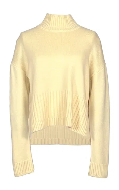 Amir Taghi Jamie Knit Merino Wool-cashmere Sweater In Yellow