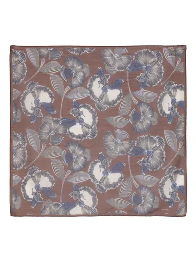 Lardini Floral-print Scarf In Blue