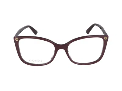 Gucci Eyeglasses In Burgundy Burgundy Transparent
