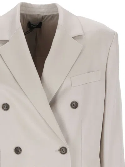 Theory Notched-lapels Double-breasted Blazer In White