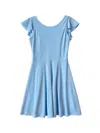 Un Deux Trois Kids' Girl's Flutter-sleeve Mini Dress In Light Blue