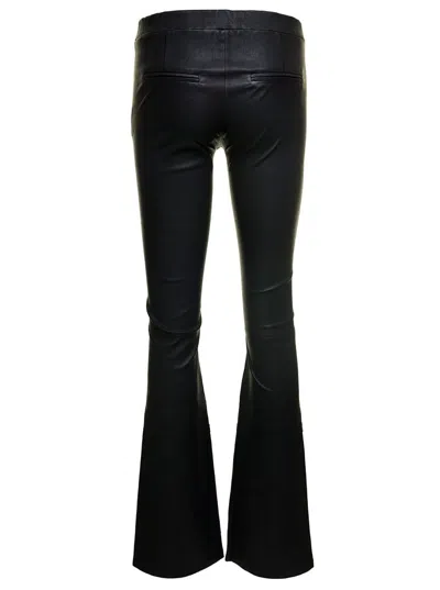 Arma Black Izzy Trousers With Branded Button Fastening In Leather Woman