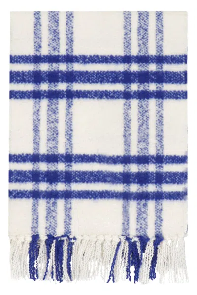 Burberry Check Motif Scarf In White