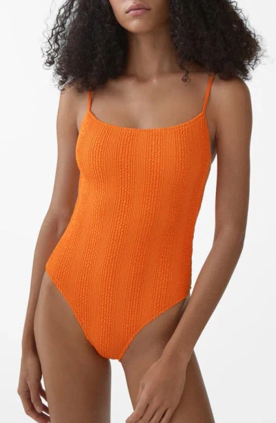 Mango Textured Swimsuit Orange