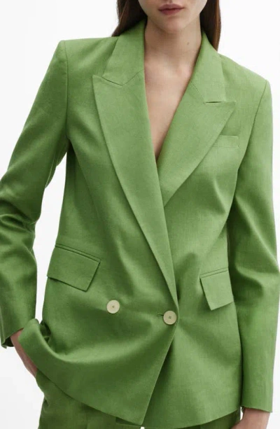 Mango Women's 100% Linen Suit Blazer In Green