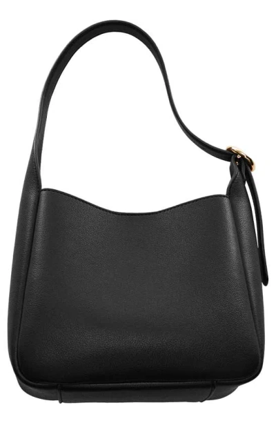 Mango Statement Buckle Faux Leather Hobo Bag In Black