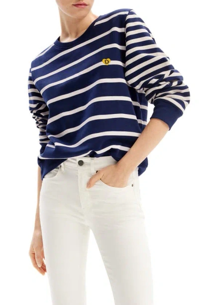 Desigual Striped Imagotype Sweatshirt In Blue