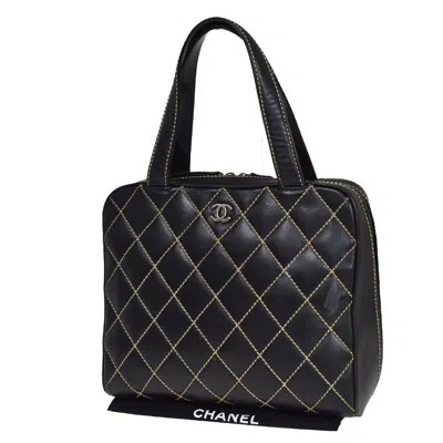 Pre-owned Chanel Wild Stitch Black Leather Tote Bag ()