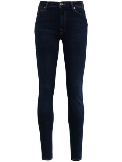 7 For All Mankind Illusion High-waisted Skinny Jeans In Blue
