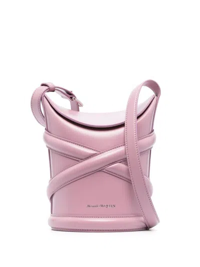 Alexander Mcqueen The Curve Leather Bucket Bag In Pink
