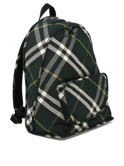 Burberry Shield Checkered Woven Backpack In Green