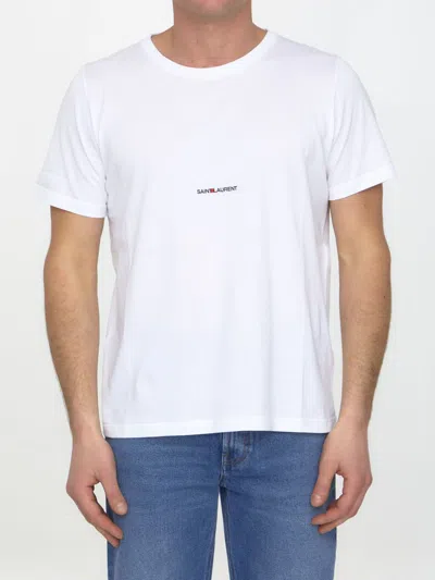 Saint Laurent Cotton T-shirt With Logo In White