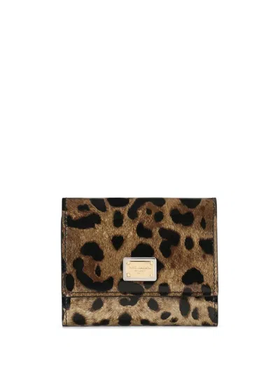 Dolce & Gabbana Bi-fold Wallet With Print In Brown