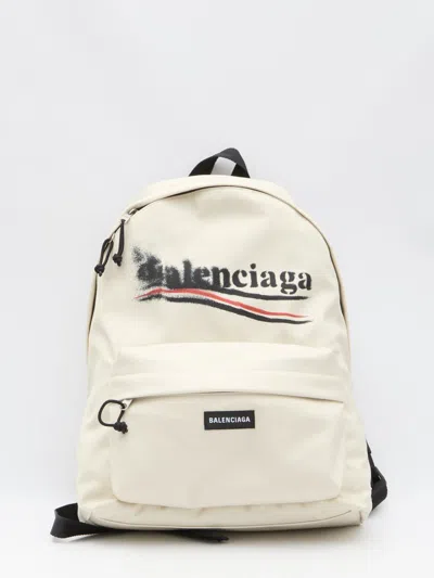 Balenciaga Explorer Logo-print Backpack In Beige