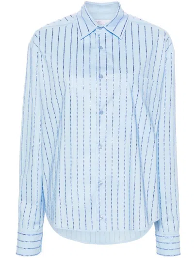 Giuseppe Di Morabito Crystal Embellished Striped Shirt In Clear Blue