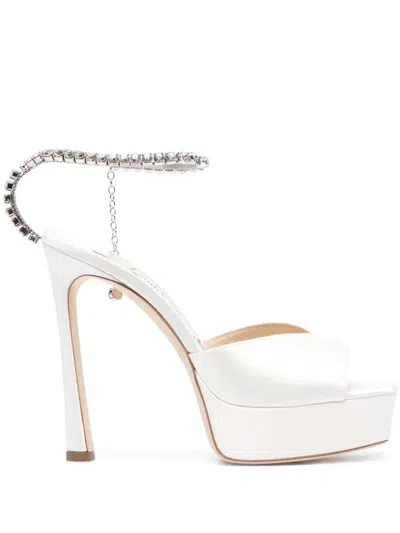 Jimmy Choo Saeda 125mm Sandals Decorated With Crystals In Nude & Neutrals