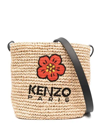 Kenzo Boke Flower Rafia Mini Bag In Black