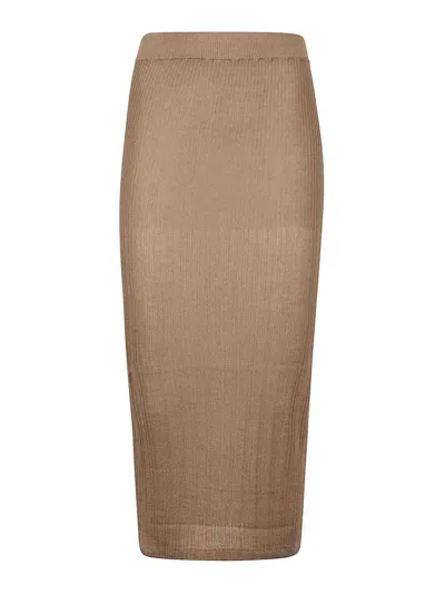 Wild Cashmere Loose Rib Long Skirt In Taupe