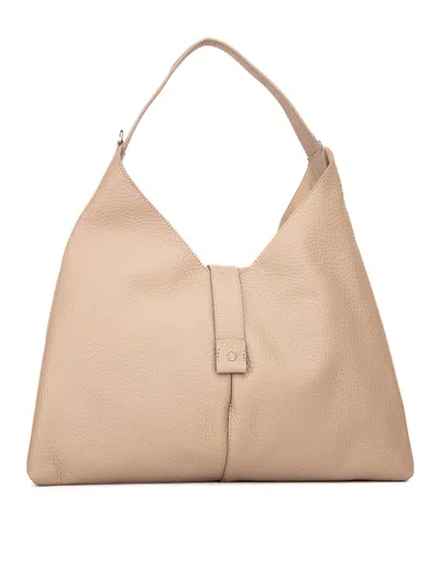 Orciani Vita Soft Shoulder Bag In Leather In Beige