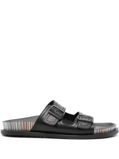 Paul Smith Leather Slides In Black