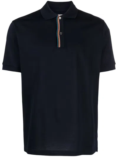 Paul Smith Signature Stripe Cotton Polo Shirt In Blue