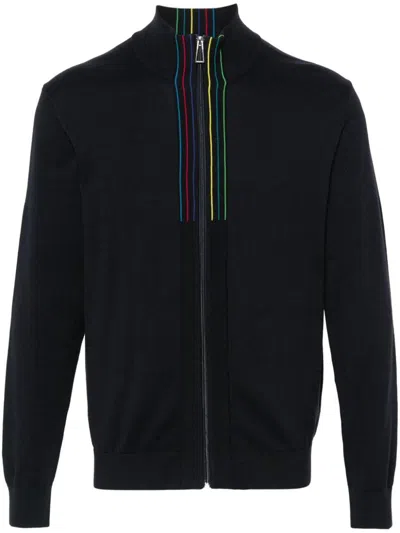 Ps By Paul Smith Ps Paul Smith Sports Stripe Organic Cotton Cardigan In Blue