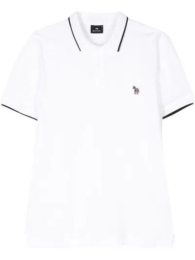 Ps By Paul Smith Ps Paul Smith Zebra Logo Cotton Polo Shirt In White