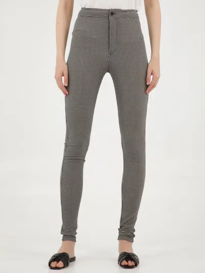Saint Laurent Slim-fit Checked Pants In Grey