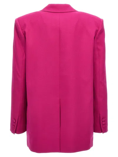 The Andamane Single-breasted Oversized Satin Blazer In Pink