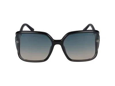 Tom Ford Sunglasses In Glossy Black/green Grad