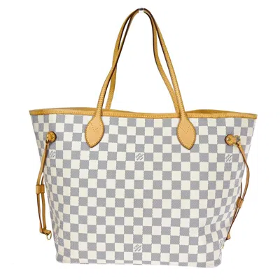 Pre-owned Louis Vuitton Neverfull Mm White Canvas Tote Bag ()