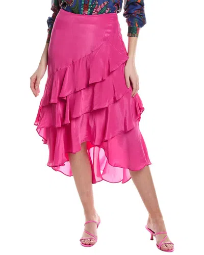 Farm Rio Women's Marocaine Asymmetric Ruffle Maxi Skirt In Dark_pink
