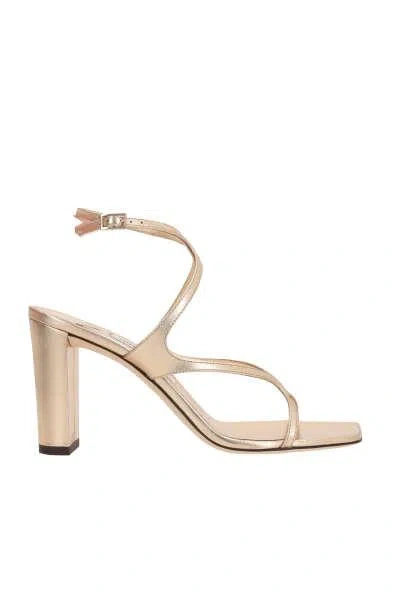 Jimmy Choo Azie Metallic Leather Sandals In Gold