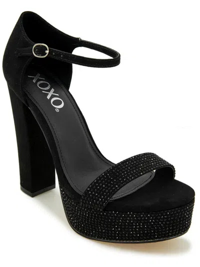 Xoxo Candy Womens Faux Suede Embellished Platform Heels In Black