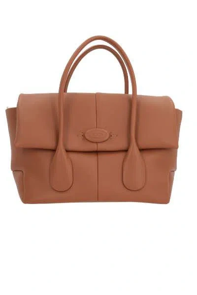 Tod's Textured-leather Tote In Leather Brown