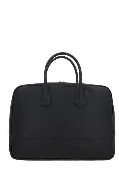Valextra Mylogo Leather Briefcase In Black
