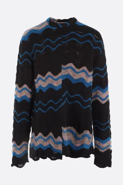 Vitelli Black Paneled Sweater In Black+blue