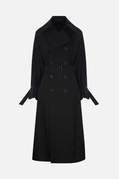 Yohji Yamamoto Double Breasted Trench Coat In Black
