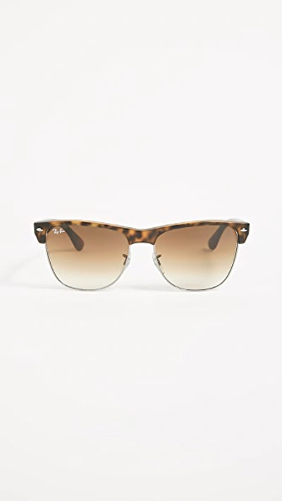 Ray Ban Clubmaster 超大太阳镜 In Havana/crystal Brown Gradient