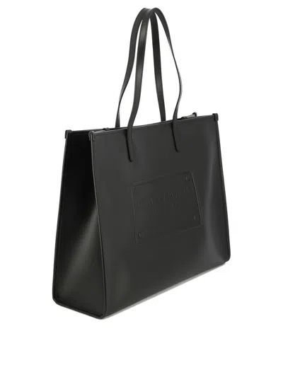 Dolce & Gabbana Smooth Leather Tote Bag In Black