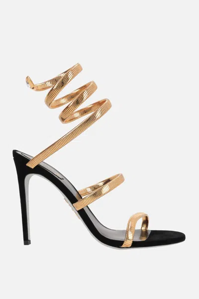 René Caovilla Sandals In Black+gold