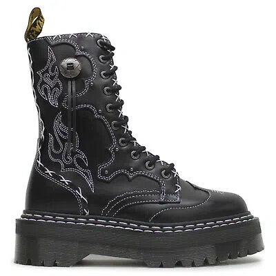 Pre-owned Dr. Martens' Dr. Martens Unisex Boots Jadon Hi Strap Ankle Platform Wanama Leather In Black