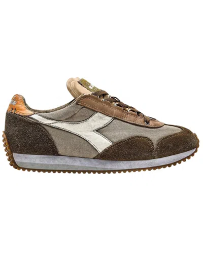 Pre-owned Diadora Heritage Shoes Equipe H Dirty Stone Wash Evo Trainers Leather Blend In Leather Beige