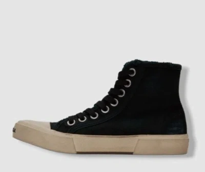 Pre-owned Paris $750 Balenciaga Men's Black  Distressed Canvas High-top Sneaker Shoes 45
