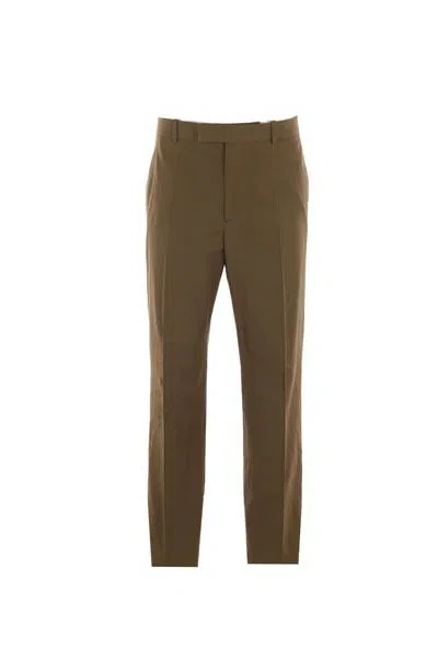 Bottega Veneta Green Slim Trousers With Concealed Fastening In Cotton Blend Man In Liana