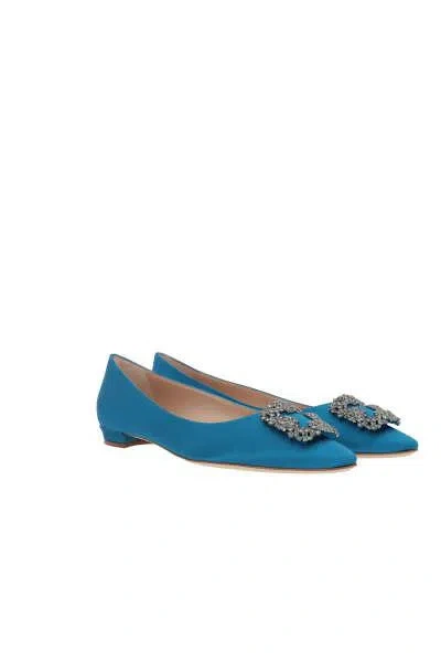 Manolo Blahnik Flat Shoes In Blue