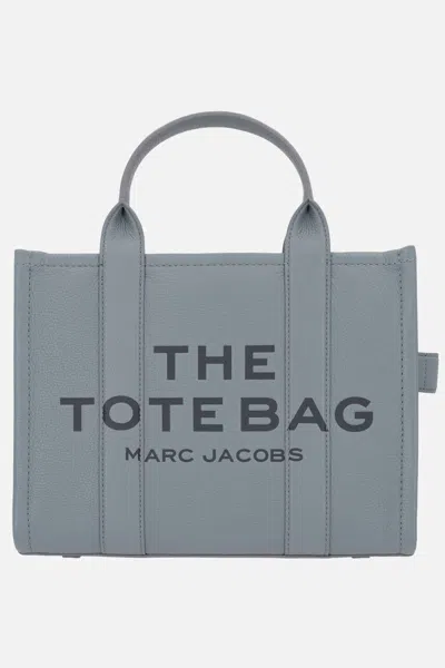 Marc Jacobs Gray Leather Midi Tote Bag In Wolf Grey