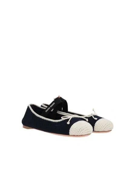 Miu Miu Flat Shoes In Blue+avory