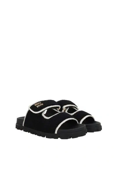 Miu Miu Sandals In Black+avory