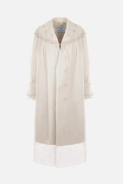 Prada Coats In Cream+calcium